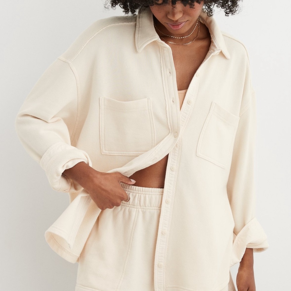 Aerie lumber Jane flannel shirt in toasted coconut cream button up shirt